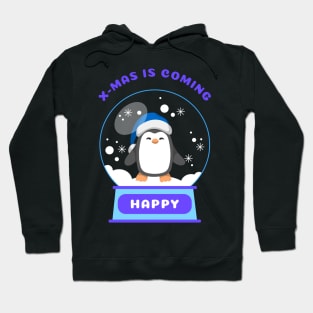 Xmas Is Coming Happy Penguin (Blue) Hoodie